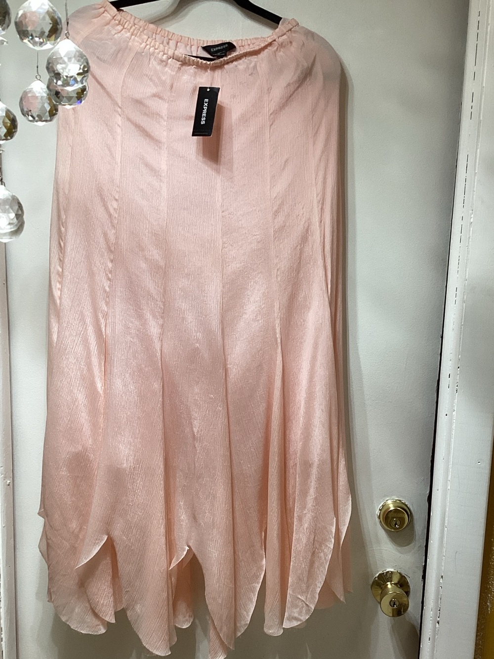 Express Blush Pink Asymmetrical Handkerchief Hem Skirt